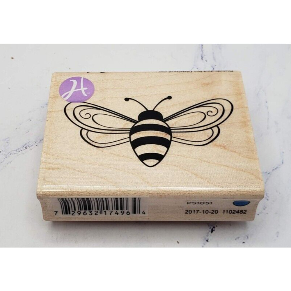 Hampton Art Outlines Honey Bee PS1051 Wood Mounted Rubber Stamp